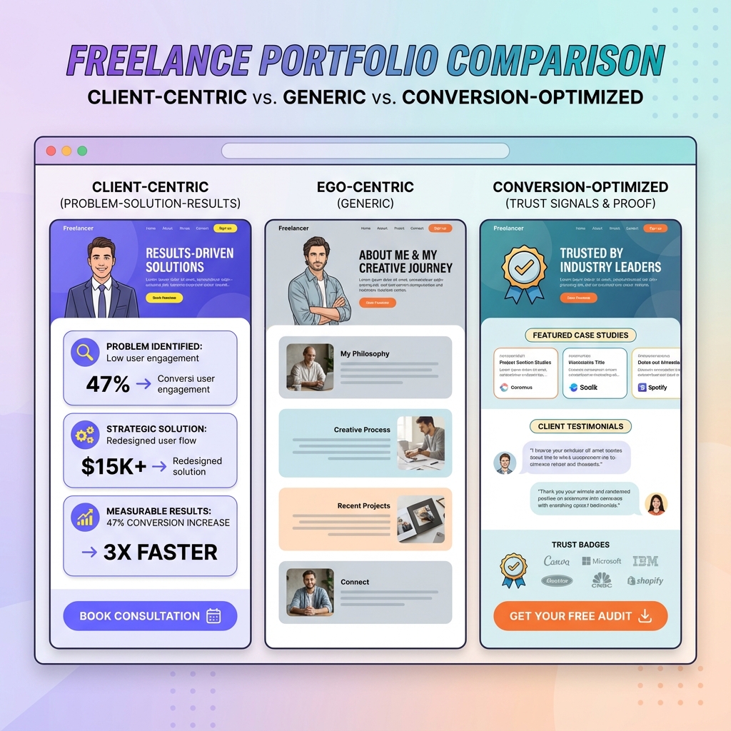 Best freelance portfolio platform examples showing conversion-focused layouts