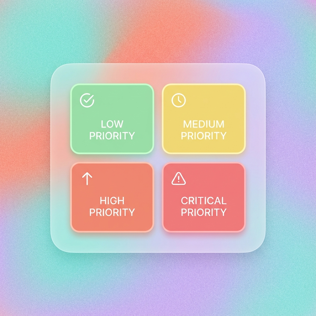 A Business Automation Priority Matrix with Green, Yellow, and Red buckets for delegating and systematizing company tasks.
